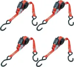 Petex 4 x automatiniai reketiniai diržai savaime susivyniojantys 1 vnt. 5 m x 25 mm 350/700 Dan raudoni S formos kabliai