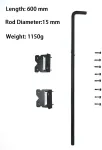 Qzatacaen Grindų stumdomas skląstis vartams, apatinis stumdomas, 600/15 mm, 1150 g, tvirtas plienas, atsparus rūdims, juodas - 1 vnt.