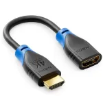 Deleycon hdmi prailginimo laidas, skirtas tv stick &ndash; hdmi adapterio kabelis, skirtas roku chromecast transliacijai &ndash; 4k 60hz hdr10+ televizoriui, monitoriui, projektoriui, ne&scaron;iojamam kompiuteriui, pc 10 cm trumpas &ndash; juodas mėlynas