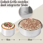 Melino &reg; reguliuojamas torto žiedas 10 cm auk&scaron;čio - kepimo žiedas pagamintas i&scaron; auk&scaron;tos kokybės nerūdijančio plieno, skersmuo 16-30 cm (10 cm)