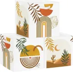 Huumonss 30 cm dėžė daiktams 3 vnt boho dekoratyviniai lapai daiktadėžė sulankstoma moderni abstraktaus meno geometrija su rankenomis daiktų laikymo kubas žaislams knygoms drabužiams