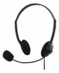 Ausinės DELTACO su mikrofonu, 108dB, 2m kabelis, juodos / HL-21