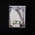 Dovanų rinkinys dovanų dėžutėje BALTA PORA. Kepurės ir eteriniai aliejai