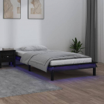 Lova Lovos rėmas su LED, juodas, 75x190cm, mediena, vienvietis