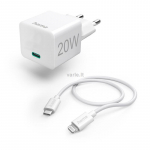 Hama mini 20W, PD, USB-C - Lightning, balta