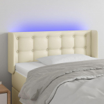 Galvūgalis su LED, kreminės spalvos,93x16x78/88cm, dirbtinė oda