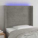 Galvūgalis su LED, &scaron;viesiai pilkas, 83x16x118/128cm, aksomas