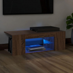 TV staliukas Televizoriaus spintelė su LED, ruda ąžuolo, 90x39x30cm