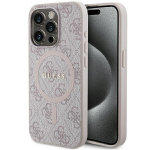 Guess GUHMP15XG4GFRP Apple iPhone 15 Pro Max 6.7" rožinės spalvos harddėklas 4G Collection Leather Metal Logo Mag