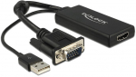 Delock VGA zu HDMI Adapteris mit Audio juodas/juodas 0,25m USB Typ-A Anschluss 0,25m