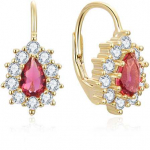 Beneto paauksuoti auskarai su raudonais cirkoniais AGUC3298R-GOLD
