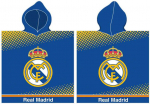Real Madrid Poncho vaikams 55x110 Real Madryt 4176 Herb mėlyna geltona kropki ręcznik su kapturem
