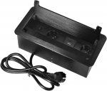 Orno Baldų lizdas įleistas į stalvir&scaron;į su plok&scaron;čiu frezuotu kra&scaron;tu, &scaron;epečiu nuo dulkių ir 1,5 m laidu, 2x2P+Z (prancūzi&scaron;kas), 2xUSB (tipas A+C; 3.6A), 2xNET, juodas