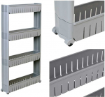 Vonios lentynos ant ratukų, pilkos, 4 lygių, Osmera