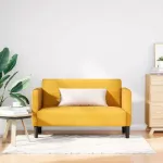 Loveseat sofa, &scaron;viesiai geltona, 109cm, velvetinis audinys