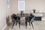 Venture Design Valgomasis stalas, Dipp, 180x90 cm, Juodas / Valgomasis kėdė, Juoda Laitas+Audinys, Juoda
