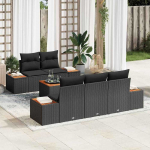 Lauko baldų komplektas Sodo Sofų Rinkinys su saugykla 6 pcs Juoda Poli ratanas