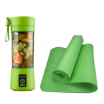 Winder Home Ne&scaron;iojamas USB trintuvas 380 ml su žaliu jogos ir mank&scaron;tos kilimėliu &ndash; sporto rinkinys, žalias