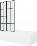 Vonia Mexen Vega su apdaila ir stiklo sienele, 170x70 cm + 100 cm, Baltas+Juodas grid