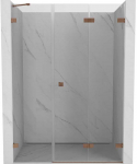 Du&scaron;o durys Mexen Lunar-F, sulankstomos, de&scaron;inė, 125 cm, transparent/brushed copper