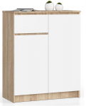 Komoda 80 cm 2 durys 1 stalčiaus sonoma ąžuolas /, Baltas