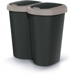 Prosperplast &bdquo;Compacta B Duo&ldquo; &scaron;iuk&scaron;liadėžė, ruda/juoda, talpa 40 l, vienas skyrius, du dangčiai, montuojama ant sienos, NDBS40-WG5C_S411