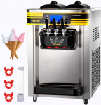 Profesionalus ledų gaminimo aparatas 22-30L, 2350W, 2x6L talpyklos, 2L cilindras, LCD ekranas, mink&scaron;tų ledų aparatas, &scaron;aldyto jogurto ma&scaron;ina restoranui, sidabrinis, užkandžių barui