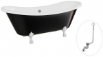 Vonia Besco Amelia B&W 190, Juodas/Baltas+Chrome, su sifonu su persipylimu Klik-klak Chrome