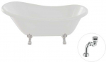 Vonia Besco Otylia 160, Baltas+Chrome, su sifonu Klik-klak Chrome