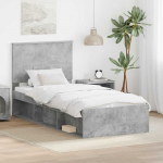 Lova Lovos rėmas Betono pilka 75 x 190 cm Kietos pu&scaron;ies mediena