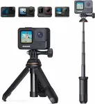 K&F Concept 33,5 cm aliuminio mini trikojis&ndash;selfie laikiklis sportinėms kameroms (juodas)