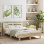 Lova Lovos rėmas su LED Sonoma 137 x 190 cm Apdirbta mediena