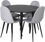 Venture Design Valgomojo komplektas Plaza apvalus valgomojo stalas ir Polar valgomojo kėdės 100x75 cm juodos spalvos audinys