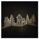 Emos Wooden LED decoration - village, 60 cm, 2x AA, warm baltas, timer