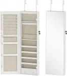 Aosom Papuo&scaron;alų spintelė su veidrodžiu ir LED ap&scaron;vietimu, balta, 37 x 120 x 10 cm