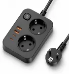 EYMUOBC ilgintuvas su 2 lizdais, 4 USB prievadais, USB-C 20 W ir 2 m laidu PWOST02