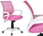 Biuro kėdė, reguliuojamas auk&scaron;tis, TILT funkcija, balta/rožinė, ergonomi&scaron;ka, sukiojama, ofiso kėdė, darbo kėdė, kompiuterio kėdė