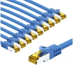 Goobay RJ45 kabelis krosowy CAT 6A S/FTP (PiMF), 500 MHz, su CAT 7 kable surowym, 1 m, mėlyna, komplektas 10 - Długość kabla 1 m