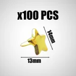 Coacom 100 vnt. auksinių žvaigždžių smeigtukų, mini žvaigždžių vinutės, smeigtukai, dvigubi smeigtukai, ra&scaron;to spaustukai, metaliniai tvirtinimo spaustukai "pasidaryk pats" amatams (14 mm)