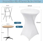 Azkeegrey 2 baltų tamprių baro stalų užtiesalų komplektas, apvalūs baro stalų užtiesalai baro stalams 80 cm x 110 cm vestuvėms, barui, tavernoje, gimtadienio vakarėliui