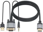 Duttek Vga į Hdmi kabelis, Vga į Hdmi keitiklis su 3,5 mm audio prievadu ir Usb 2.0 maitinimo prievadu, 1080p Vga ki&scaron;tukas į Hdmi ki&scaron;tuką, kabelis monitoriui, televizoriui, kompiuteriui 1,5 m (ne Hdmi į Vga)