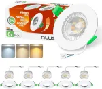 Alusso lighting led įleidžiamas prožektorius, 230 v, pritemdomas plok&scaron;čias, prožektoriai, 6 w, 68 mm su nuimamu moduliu, 3cct &scaron;ilta balta, natūrali balta, &scaron;alta balta, ip44 įleidžiami &scaron;viestuvai, lubų prožektoriai