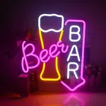 Pakabinamas &scaron;viestuvas Beer neoninis ženklas sienų dekorui, beer bar neoninė &scaron;viesa, beer led ženklas su usb maitinimu barui, beer barui, namų dekoravimui, parduotuvei, naktiniam klubui