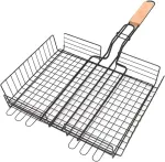 Žuvies kepimo krep&scaron;elis 55 x 32 x 8 bbq grilio krep&scaron;elis nepridegančiu pavir&scaron;iumi dengtas geležinis su buku medienos rankena žuvies grilio grotelės žuvies grilio stovas stovyklavimui lauke