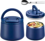 Itslife termosas maisto produktams, 420 ml, nerūdijančio plieno maisto laikymo indas su sagties dangteliu ir &scaron;auk&scaron;tu, termosas pietums, vaikams, nepralaidus, maisto indas i&scaron;kyloms, mokykloms ir biurams, mėlynas