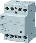 Siemens 5tt5850-0 Insta Contactor su 4 įjungimo kontaktais, skirtas 230, 400 V, 63 A paleidimui 230 V Ac, baltas