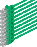 10 vnt. Cat 6 Ethernet kabelis 0,25m, žalias