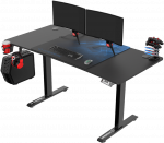 Reguliuojamo auk&scaron;čio žaidimų stalas Ultradesk LEVEL V2, 140 x 68 cm, Juodos/mėlynos spalvos