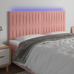 Galvūgalis su LED, rožinės spalvos, 160x5x118/128cm, aksomas