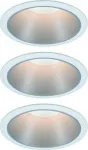 Paulmann įleidžiamų LED lubų &scaron;viestuvų komplektas Cole, apvalūs, 3 &times; 6,5 W, 2700 K, balti sidabriniai, IP44, 19,5 W, 93410